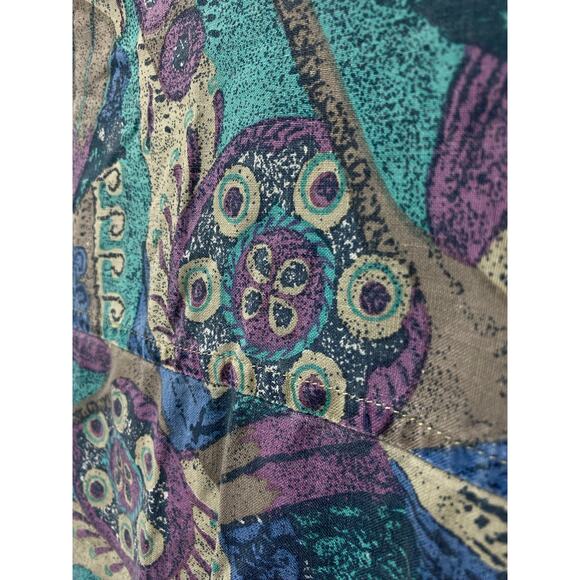 Permit Brand Shirt Mens L Blue Button Up Geometric Surf Cotton Relax 90s VTG - Picture 3 of 14